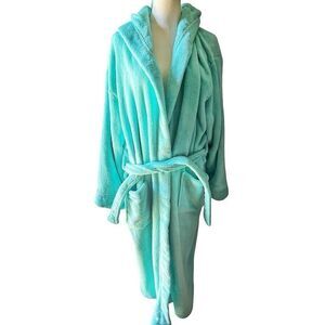 Alexander Del Ross Blue Fuzzy Cozy Hooded Rode Size XL